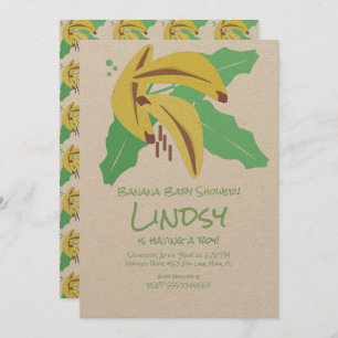 Convites Retro Banana Purple Chá de fraldas Kraft