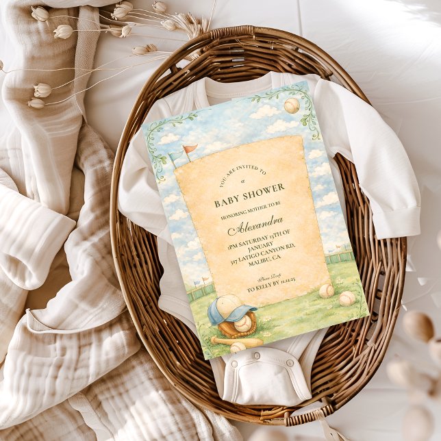 Convites Retro Baseball Field Baby Shower (Criador carregado)