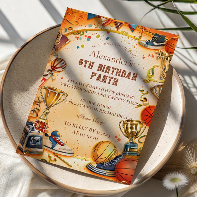 Convites Retro Basketball Trophy Birthday (Criador carregado)