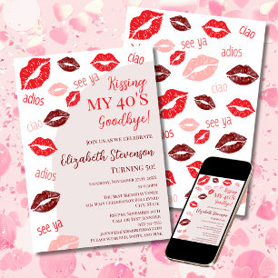 Convites Retro Beijando Meus 40 Anos Adeus Festa de 50 Anos