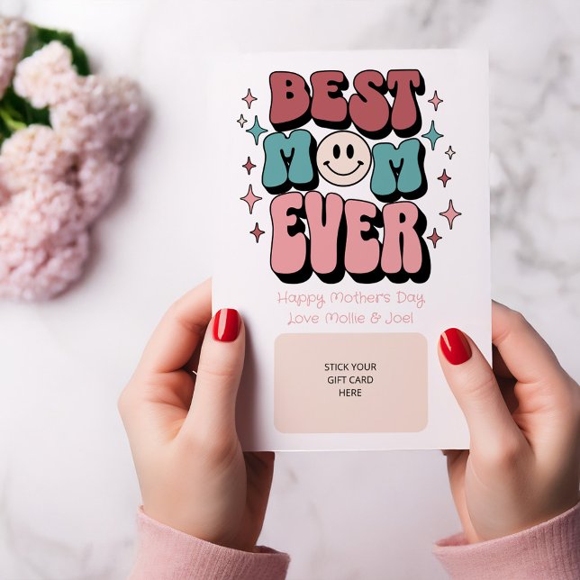Convites Retro Best Mom Ever Gift Card Holder (Gift Card Holder for the Best Mom Ever)