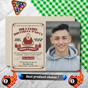 Convites Retro Billiard Birthday Convide para Adicionar sua