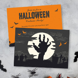 Convites Retro Black Orange Spooky Festa de Halloween