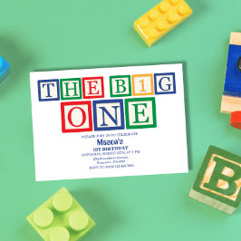 Convites Retro Block Letters The Big One First Birthday