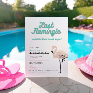 Convites Retro Blue Flamingo Último Flamingle Despedida de