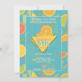 Convites Retro Blue Summer Citrus Fruit Birthday