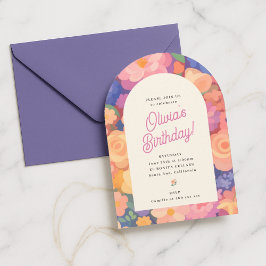 Convites Retro Boho Flower Party Invite
