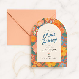 Convites Retro Boho Flower Party Invite