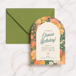 Convites Retro Boho Flower Party Invite