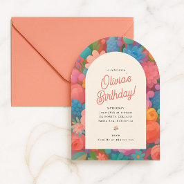 Convites Retro Boho Flower Party Invite