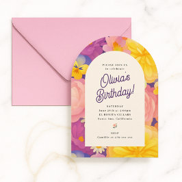 Convites Retro Boho Flower Party Invite