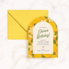 Convites Retro Boho Lemon Flower Party Invite