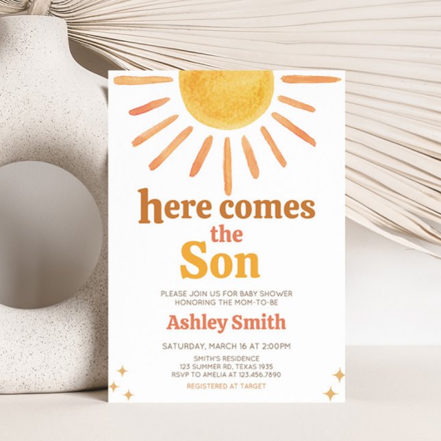 Convites Retro Boho Sunshine Chá de fraldas (Boy Boho Sunshine Baby Shower Invitation)