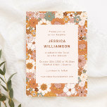 Convites Retro Boho Terracotta Floral Cute Bat Mitzvah<br><div class="desc">Retro Boho Terracotta Floral Cute Bat Mitzvah Convite</div>