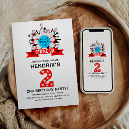 Convites Retro Bowling Kids 2ND Birthday Party