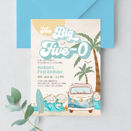 Convites Retro Boy The Big Five-0 Surfando 50º Aniversário