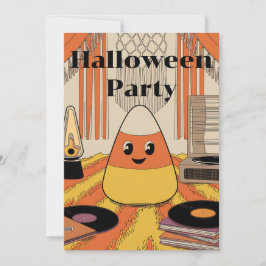 Convites Retro Candy Corn Halloween Party Groovy Invitation