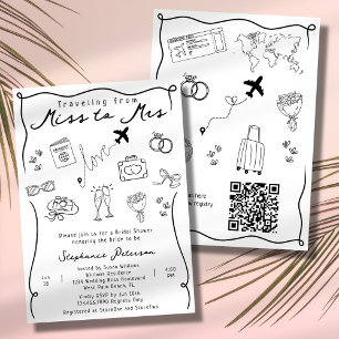 Convites Retro Caprichoso de Senhorita para Senhora Código 