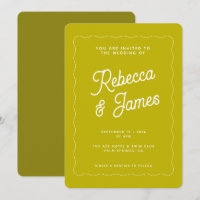 Retro Chartreuse Verde Bold Onda Quadro Casamento