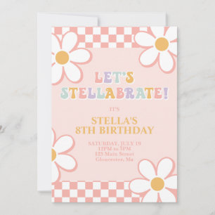Convites Retro Check Stellabrate Birthday Invite