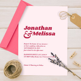 Convites Retro Chic Negrito Viva Magenta Rosa Fazemos Casam