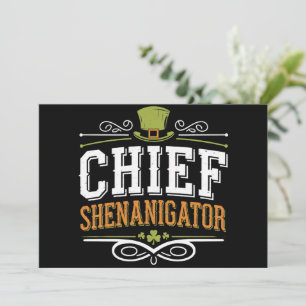 Convites Retro Chief Shenanigator Chapéu Sortudo do Leprech