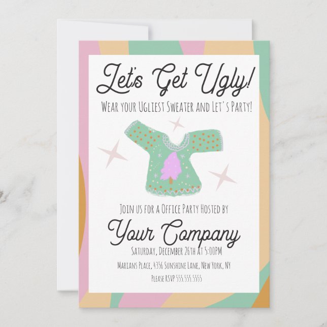 Convites Retro Christmas Party Ugly Sweater Event (Frente)