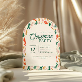 Convites Retro Christmas Tree Party Arch Invitation