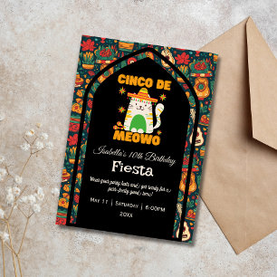 Convites Retro Cinco De Mayo - Gato Bonito Aniversário