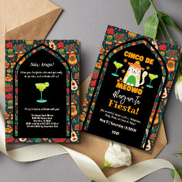 Convites Retro Cinco De Mayo - Gato Bonito Margarita Fiesta