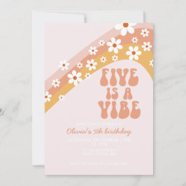 Convites Retro Cinco é um aniversário de 5 da margarida Vib