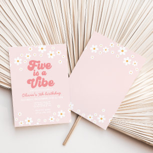 Convites Retro Cinco é um Aniversário de 5 de margarida V