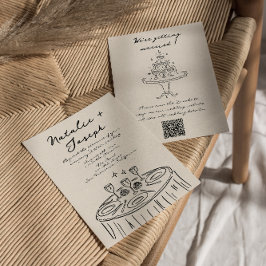 Convites Retro Código QR Desenhado Mão Escrita Quirky Casam