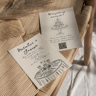 Convites Retro Código QR Desenhado Mão Escrita Quirky Casam