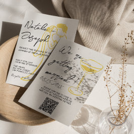 Convites Retro Colorful Hand Written Summer QR Code Wedding