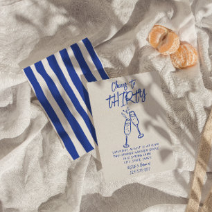 Convites Retro Colorida, Desenhou 30 até Aniversário