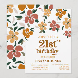 Convites Retro cor laranja e castanho 70s aniversário de 21