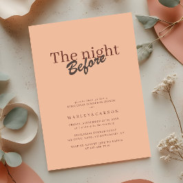 Convites Retro Coral Peach Minimalist Rehearsal Dinner