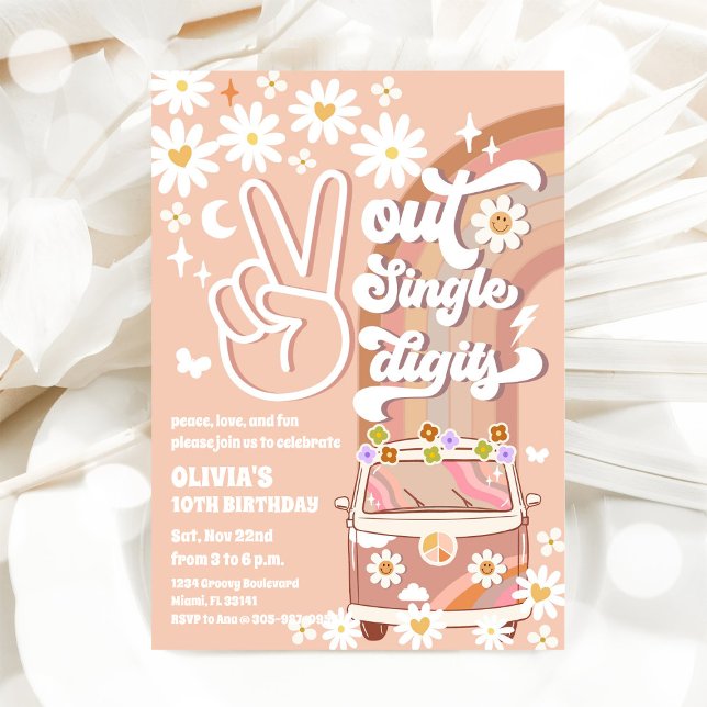 Convites Retro Daisy 10th Birthday Invitation (Criador carregado)