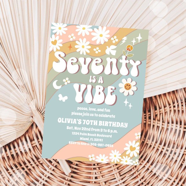 Convites Retro Daisy 70th Birthday Invitation (Criador carregado)