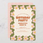 Convites Retro Daisy Checker Doce 16 Festa de aniversário<br><div class="desc">Retro Daisy Checker Doce 16 Festa de aniversário</div>