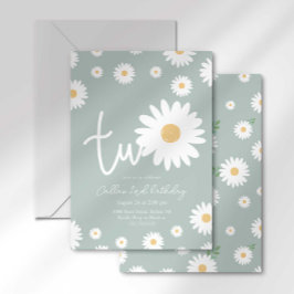 Convites Retro Daisy Dois Aniversário Divertido