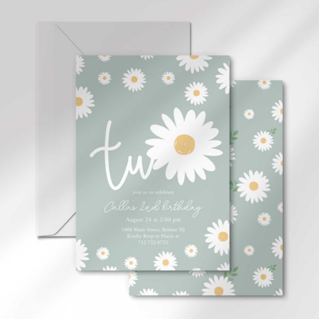 Convites Retro Daisy Dois Aniversário Divertido (Criador carregado)