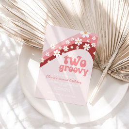 Convites Retro Daisy Dois Groovy boho floral, segundo anive