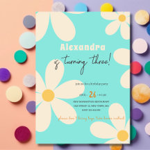 Retro Daisy floral aniversário infantil