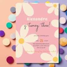 Retro Daisy floral aniversário infantil