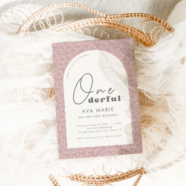 Convites Retro Daisy Girls primeiro aniversario Rosa Maravi (Criador carregado)