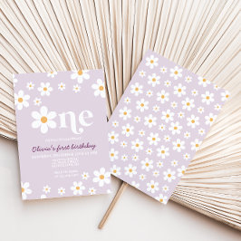 Convites Retro Daisy Um Floral 1º Aniversário