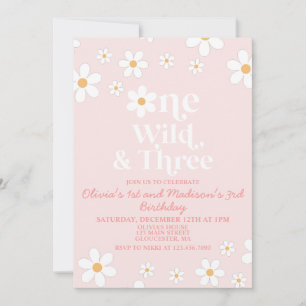 Convites Retro Daisy Um Selvagem e Três Aniversário