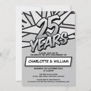 Convites Retro de Diversão de Aniversário do Casamento de 2